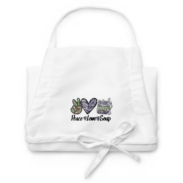 Peace, Love, Soap Embroidered Apron